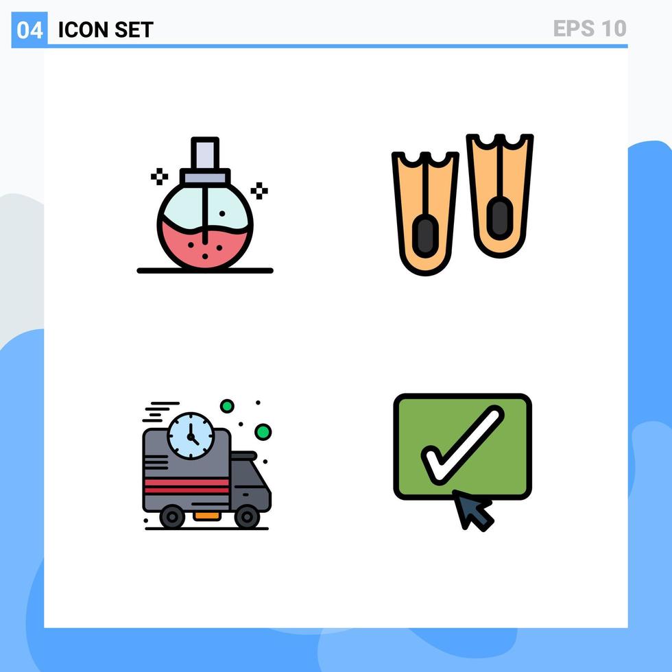 Modern Set of 4 Filledline Flat Colors and symbols such as beauty delivery health flippers truck Editable Vector Design Elements