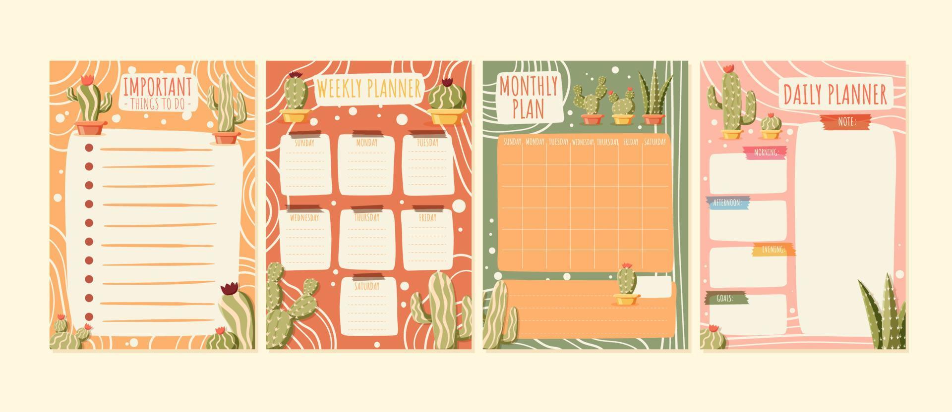 Journal Pages with Cactus  Succulent Plant vector
