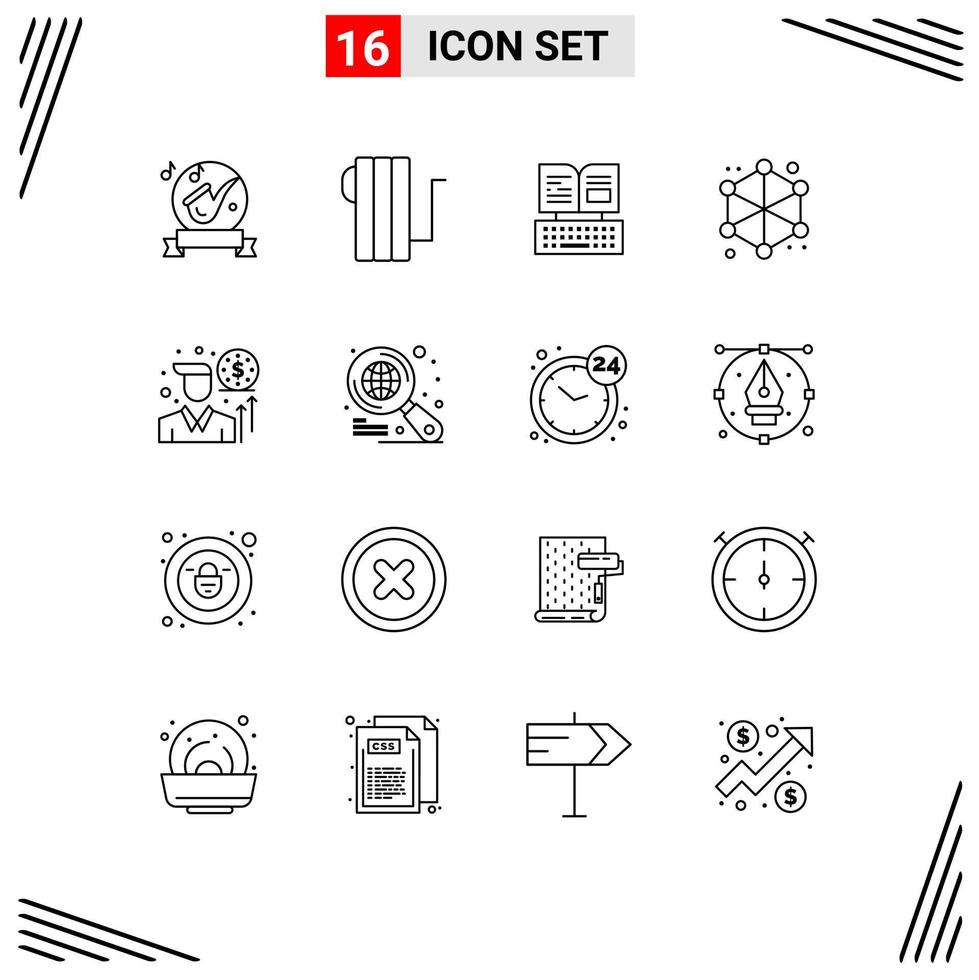 16 Thematic Vector Outlines and Editable Symbols of businessman server heater data facebook Editable Vector Design Elements