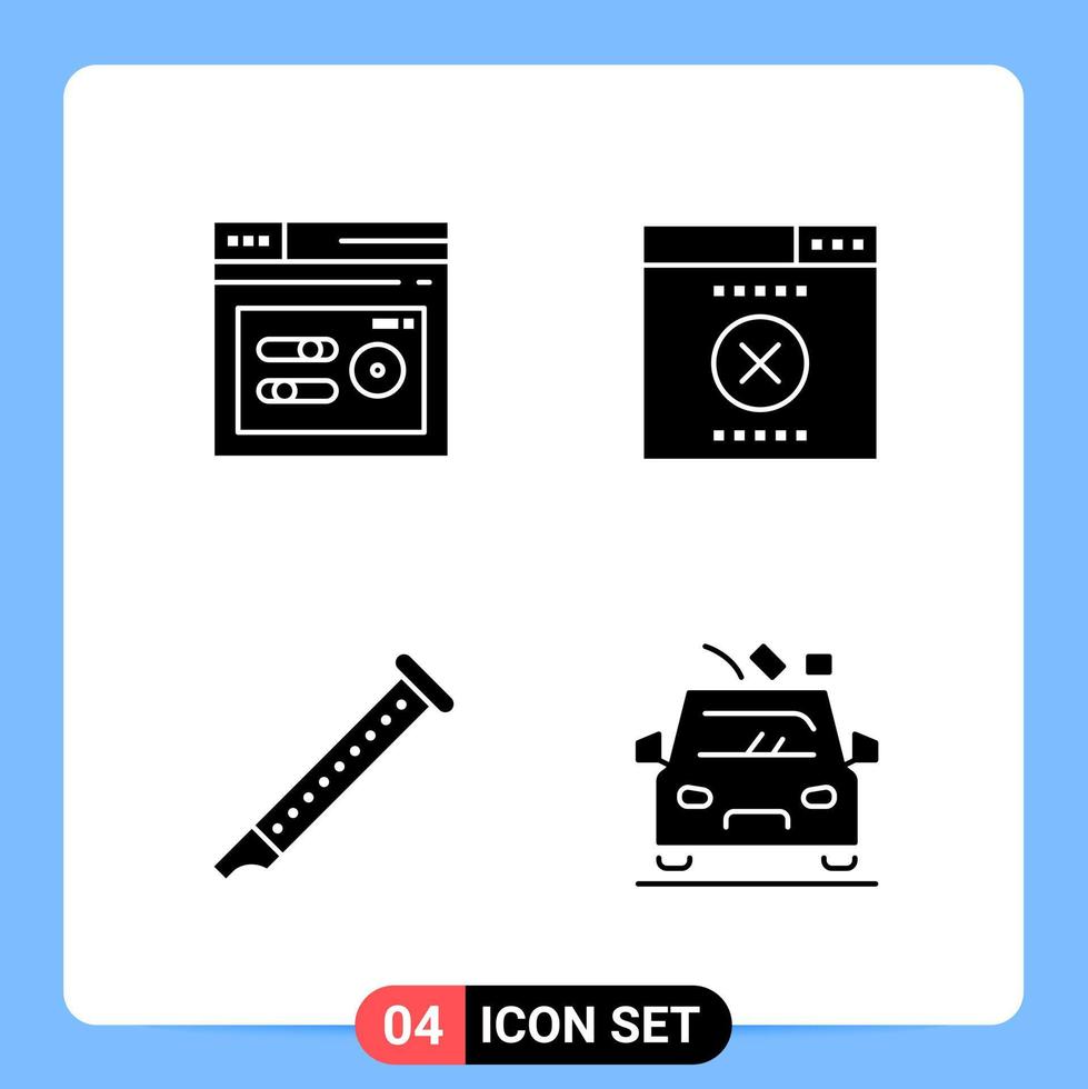 4 Solid Black Icon Pack Glyph Symbols for Mobile Apps isolated on white background 4 Icons Set Creative Black Icon vector background