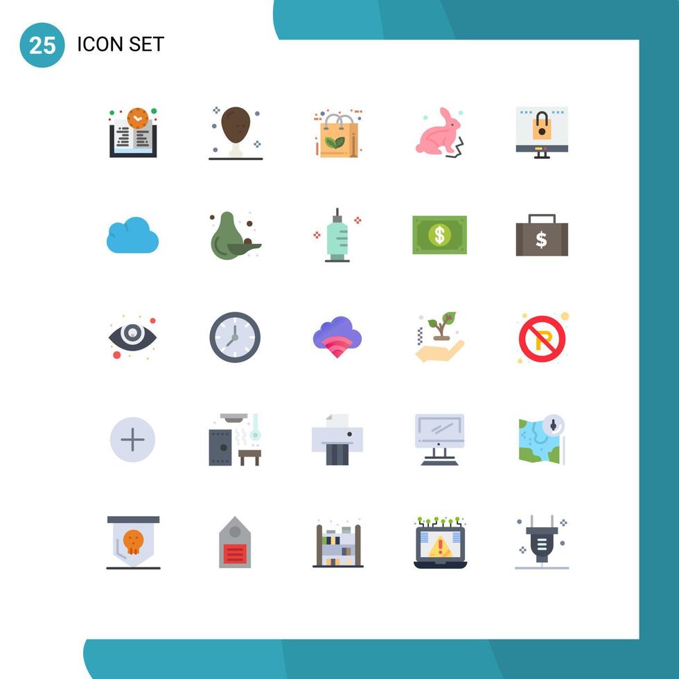 25 Flat Color concept for Websites Mobile and Apps bag easter bag robbit recycle Editable Vector Design Elements
