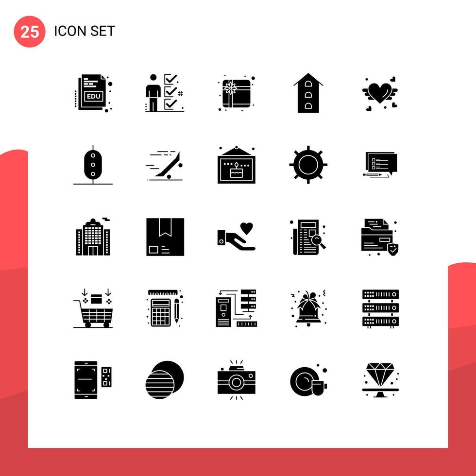 Set of 25 Modern UI Icons Symbols Signs for loveing shops man shop front buildings Editable Vector Design Elements