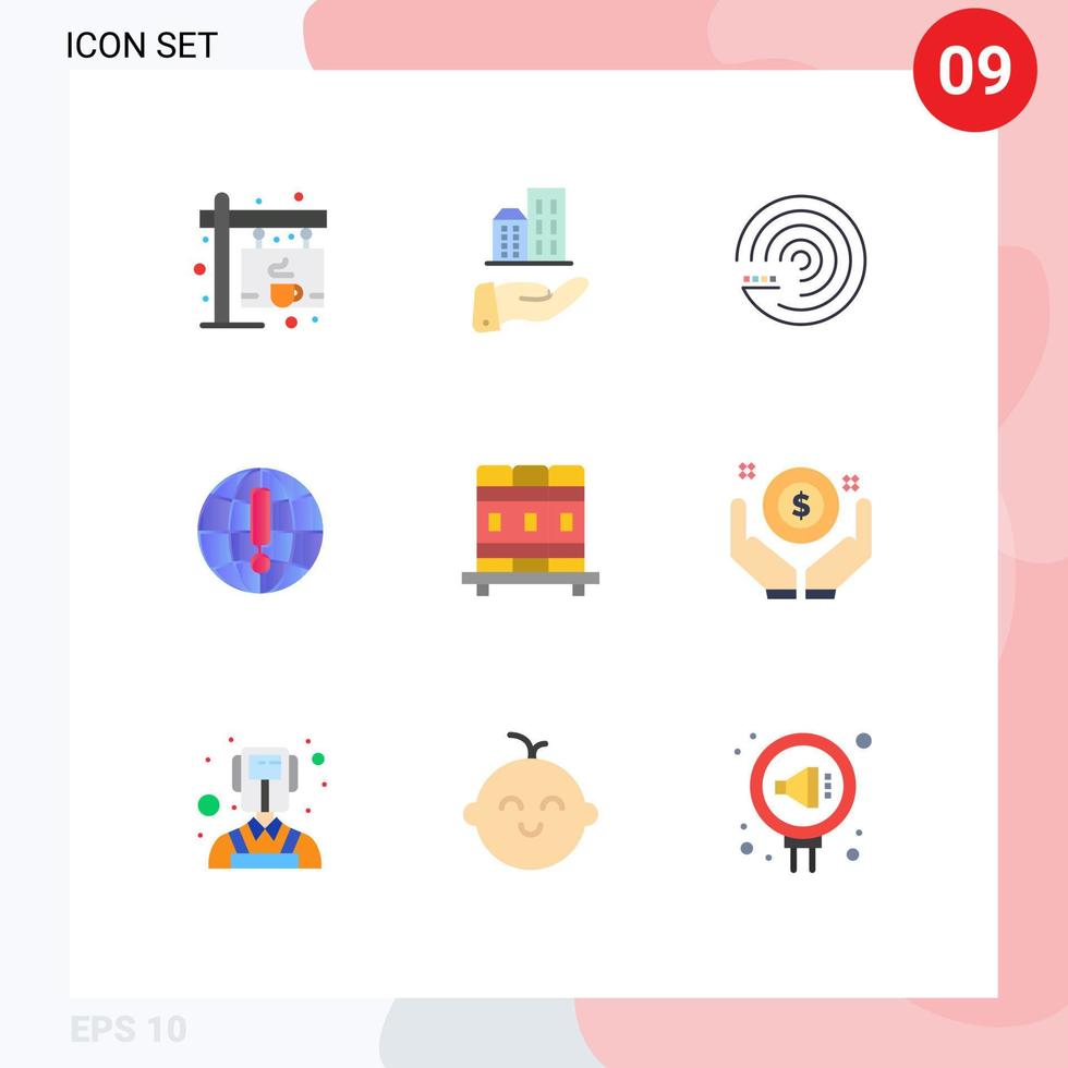 9 Thematic Vector Flat Colors and Editable Symbols of education world forecasting browser globe Editable Vector Design Elements