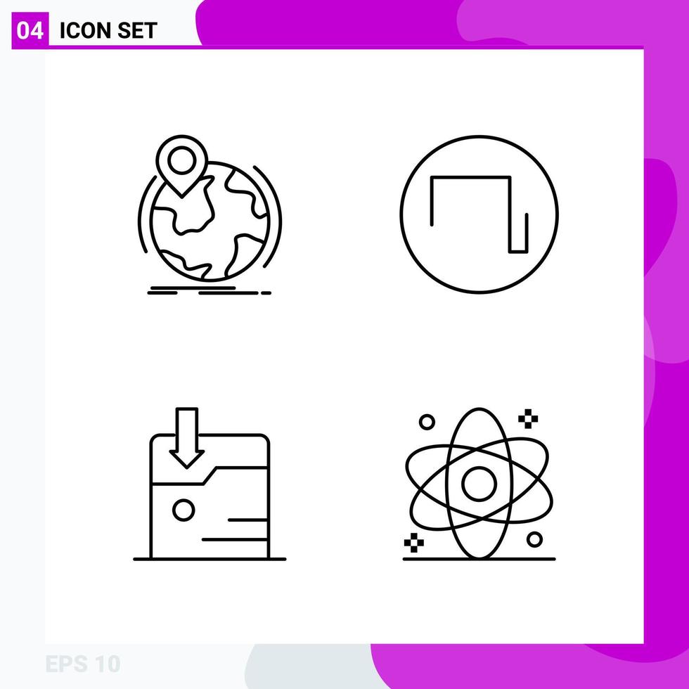 Line Icon set Pack of 4 Outline Icons isolated on White Background for Web Print and Mobile Creative Black Icon vector background