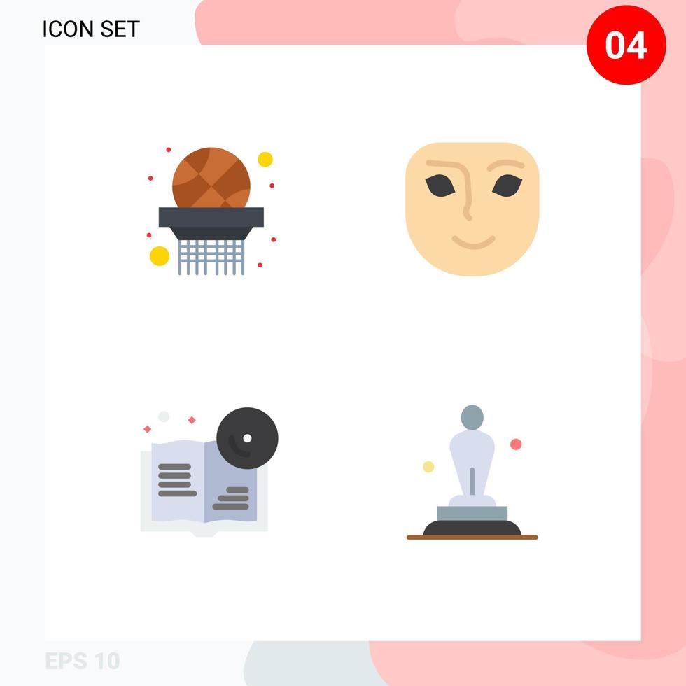 4 paquete de iconos planos de interfaz de usuario de signos y símbolos modernos de baloncesto educación emoción sonrisa academia elementos de diseño vectorial editables vector