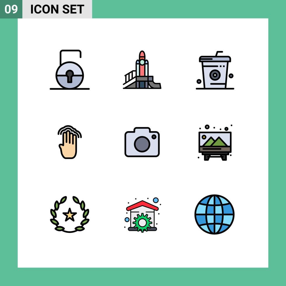 conjunto de 9 iconos de interfaz de usuario modernos símbolos signos para la interfaz cuatro dedos políticos alimentos elementos de diseño vectorial editables vector