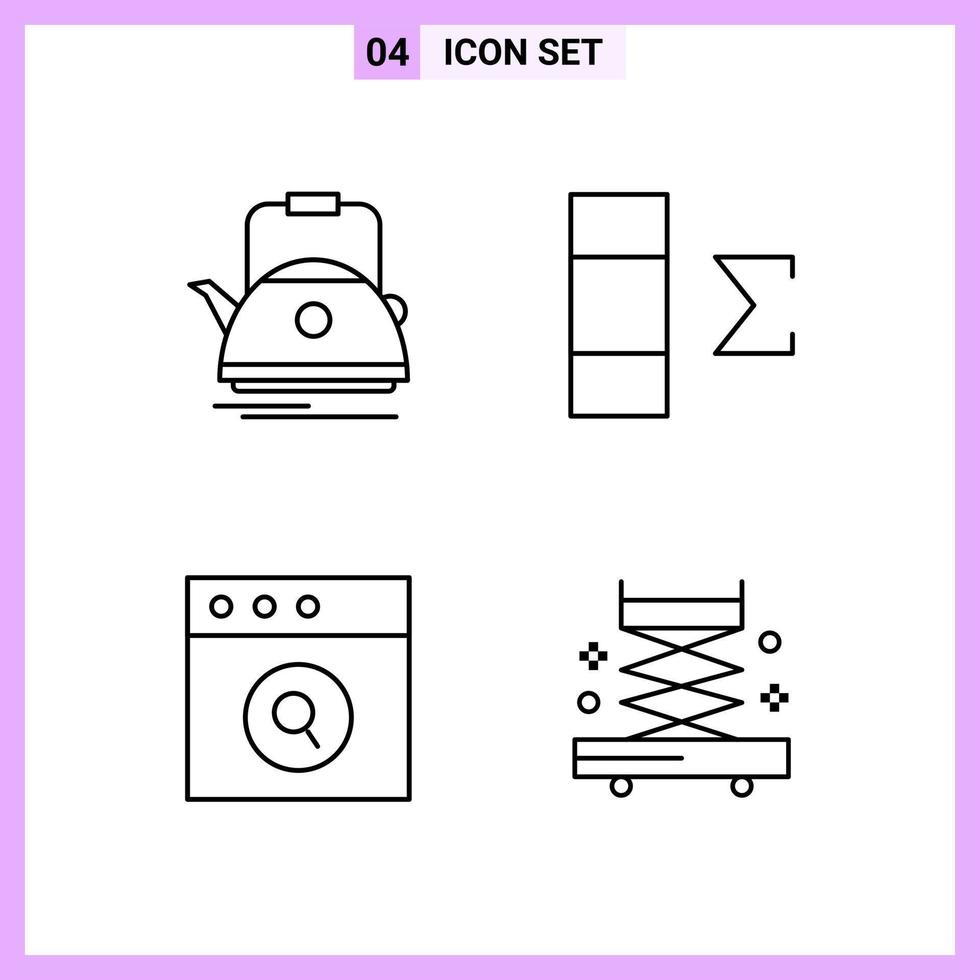 4 Icons in Line Style Outline Symbols on White Background Creative Vector Signs for Web mobile and Print Creative Black Icon vector background
