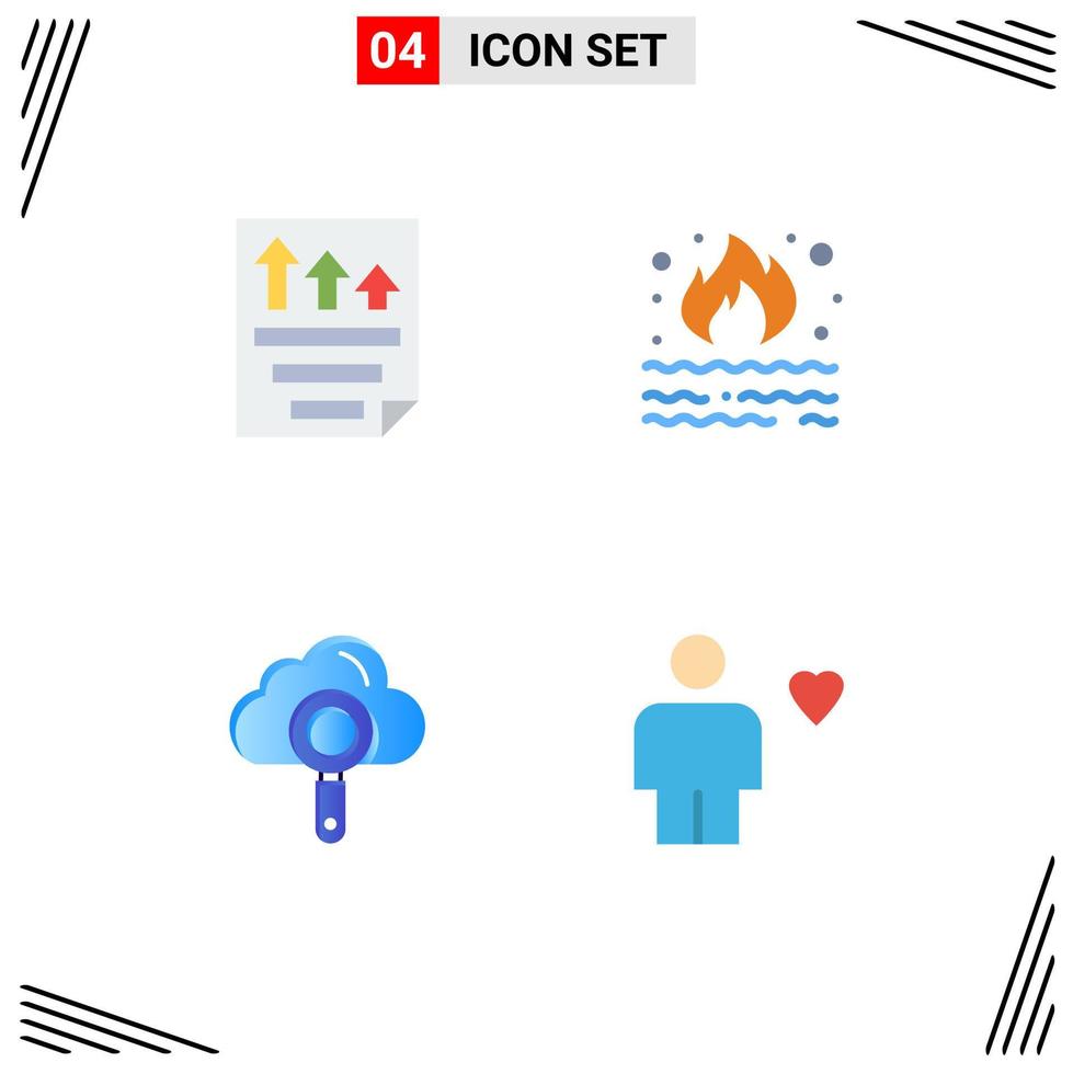 Stock Vector Icon Pack of 4 Line Signs and Symbols for data smoke paper fire computing Editable Vector Design Elements
