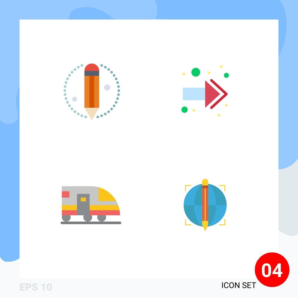 4 Universal Flat Icons Set for Web and Mobile Applications creative transportation arrow station target Editable Vector Design Elements