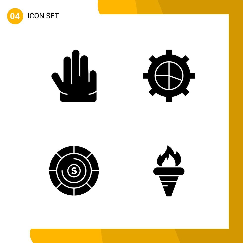 4 conjunto de iconos de estilo sólido paquete de iconos símbolos de glifo aislados en fondo blanco para el diseño de sitios web receptivos fondo de vector de icono negro creativo