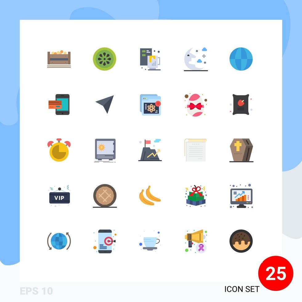 25 Flat Color concept for Websites Mobile and Apps earth night pizza moon file Editable Vector Design Elements