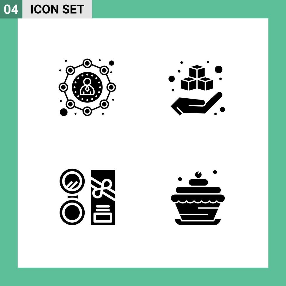 Group of 4 Solid Glyphs Signs and Symbols for affiliate beauty user hand make Editable Vector Design Elements