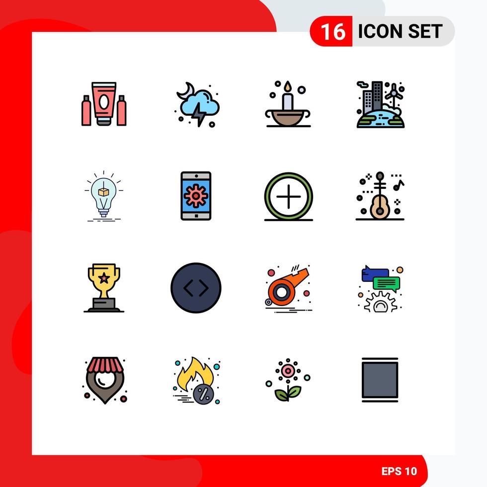 16 iconos creativos signos y símbolos modernos de bombilla viento aladdin energía solar elementos de diseño de vectores creativos editables