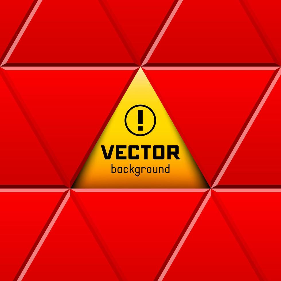 Abstract red triangular frame with yellow hole sign vector