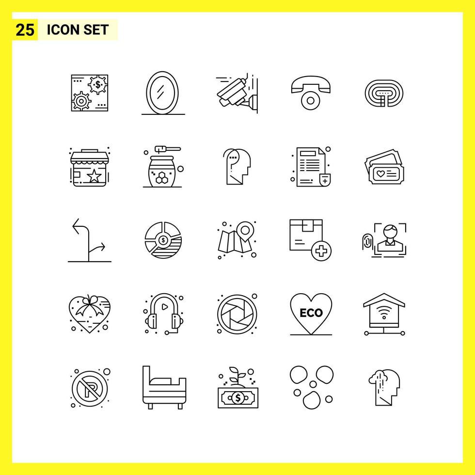 25 Icon Set Simple Line Symbols Outline Sign on White Background for Website Design Mobile Applications and Print Media Creative Black Icon vector background