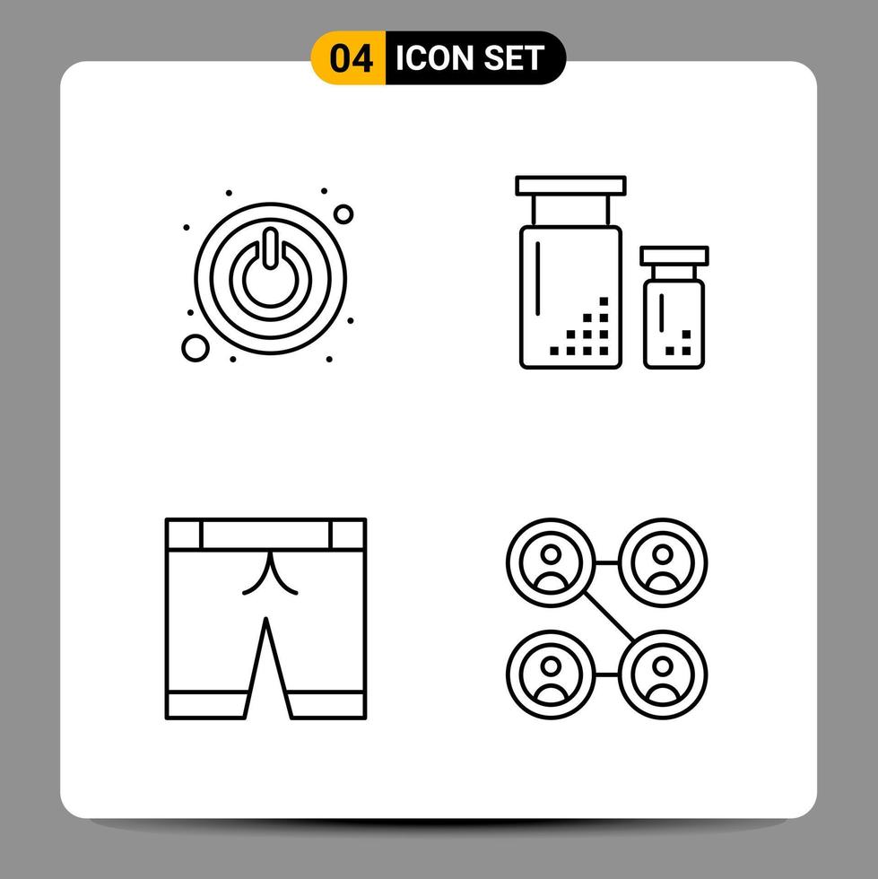 4 Black Icon Pack Outline Symbols Signs for Responsive designs on white background 4 Icons Set Creative Black Icon vector background