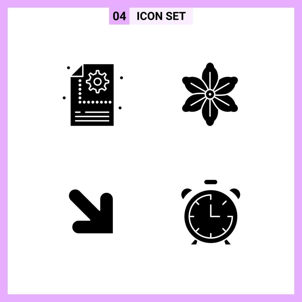 4 Icons in Solid Style Glyph Symbols on White Background Creative Vector Signs for Web mobile and Print Creative Black Icon vector background