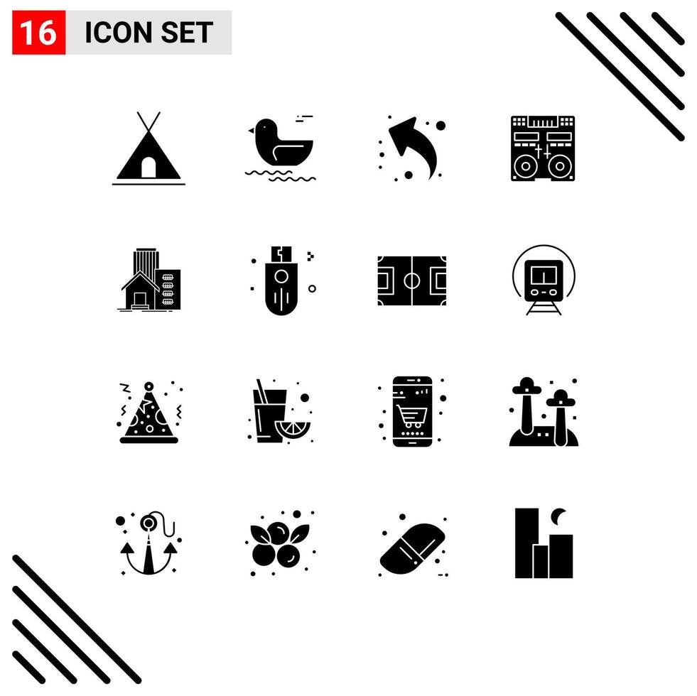 16 Solid Glyph concept for Websites Mobile and Apps estate music share mixer console Editable Vector Design Elements