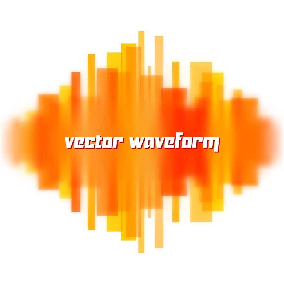 Blurred vector waveform made of transparent orange lines