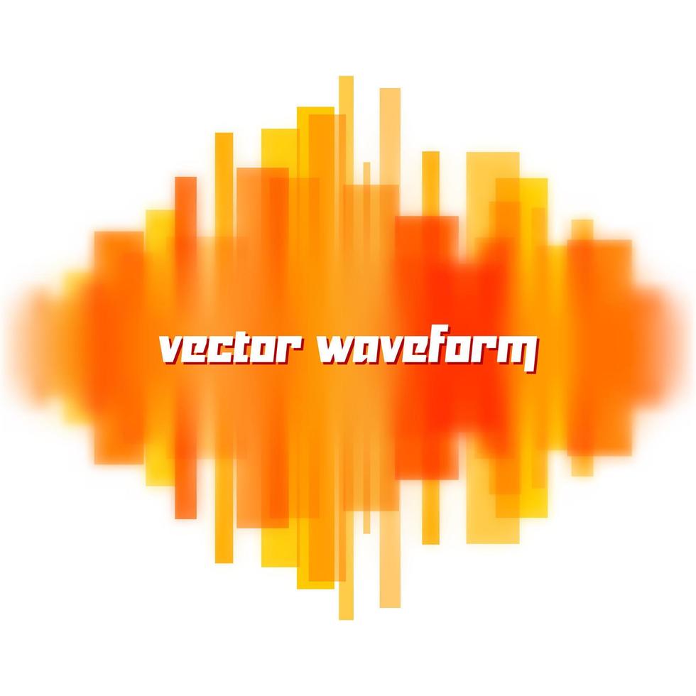 Blurred vector waveform made of transparent orange lines