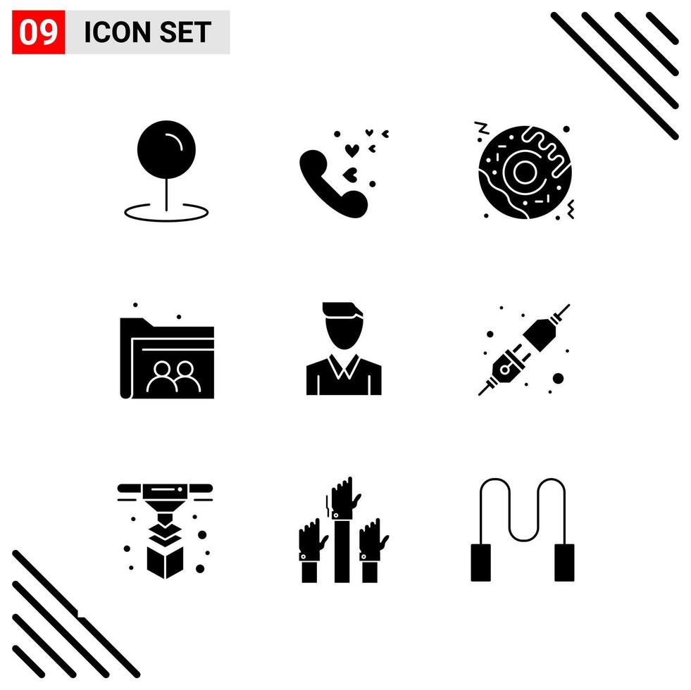 Pixle Perfect Set of 9 Solid Icons Glyph Icon Set for Webite Designing and Mobile Applications Interface Creative Black Icon vector background