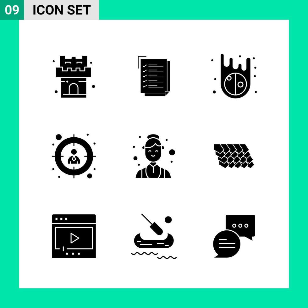 Pack of 9 Solid Style Icon Set Glyph Symbols for print Creative Signs Isolated on White Background 9 Icon Set Creative Black Icon vector background