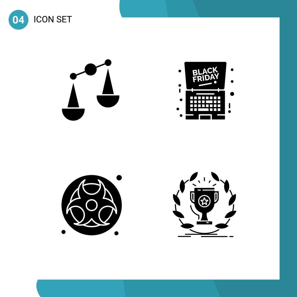 Stock Vector Icon Pack of 4 Line Signs and Symbols for balance hazard friday notebook waste Editable Vector Design Elements