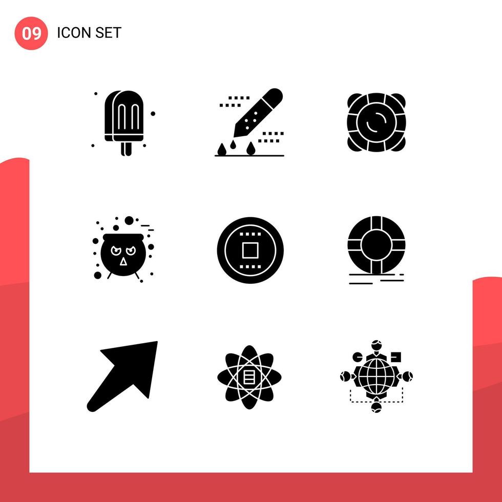paquete de iconos de vectores de stock de 9 signos y símbolos de línea para controlar elementos de diseño de vectores editables flotantes de caldero de investigación científica de halloween