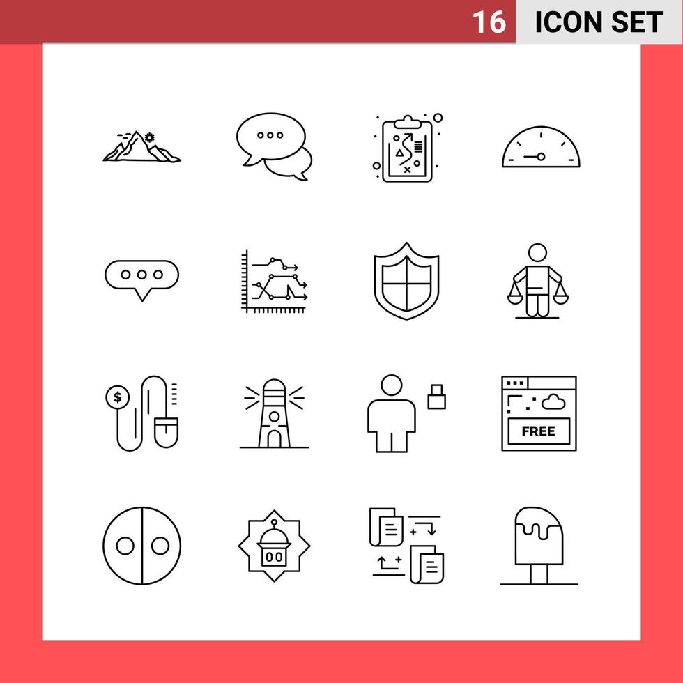 16 Icon Pack Line Style Outline Symbols on White Background Simple Signs for general designing Creative Black Icon vector background