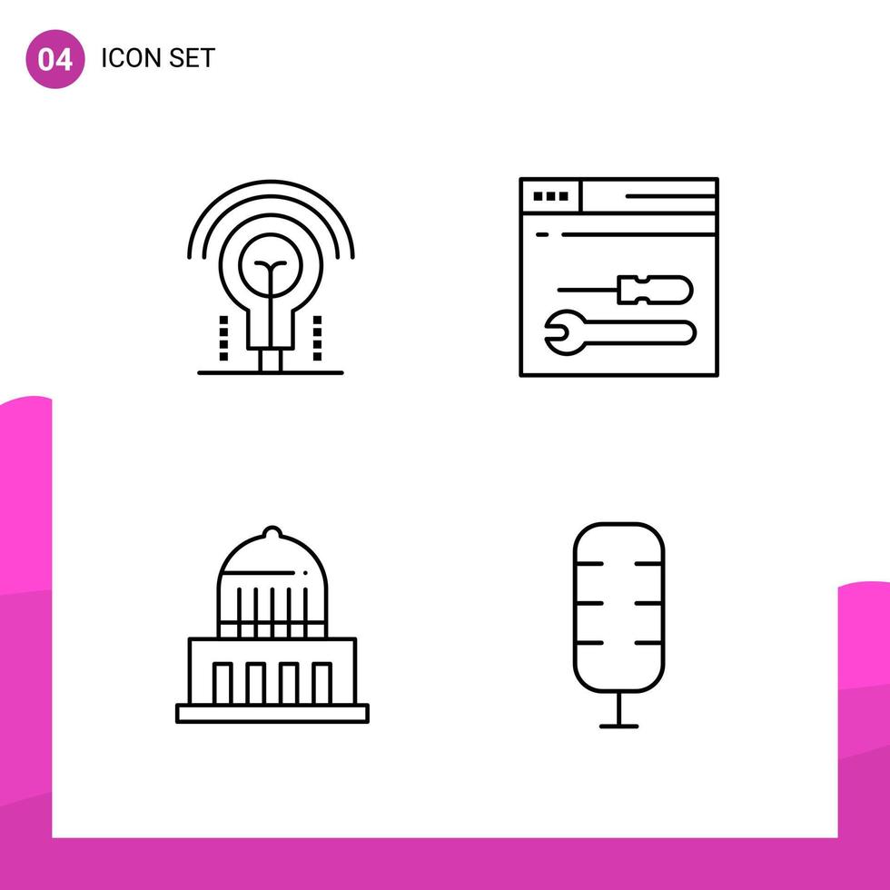 Outline Icon set Pack of 4 Line Icons isolated on White Background for responsive Website Design Print and Mobile Applications Creative Black Icon vector background