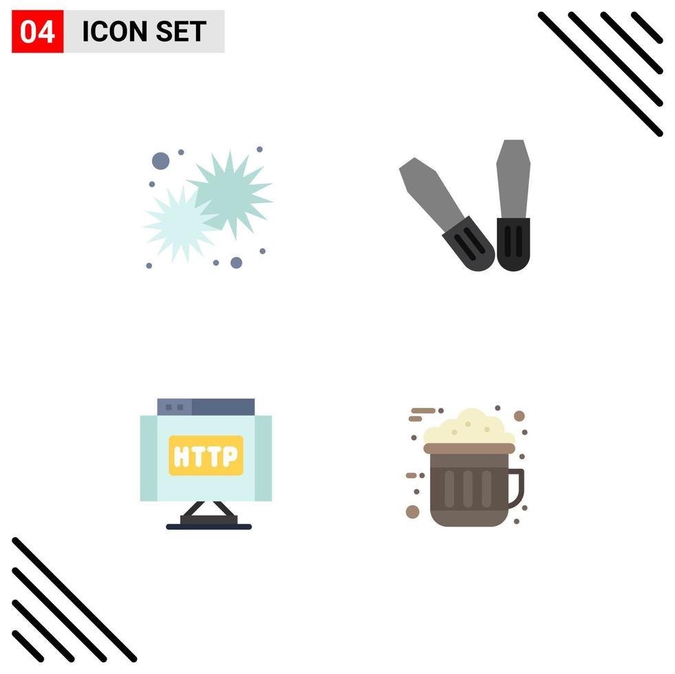 Stock Vector Icon Pack of 4 Line Signs and Symbols for sun internet day tools chocolate Editable Vector Design Elements