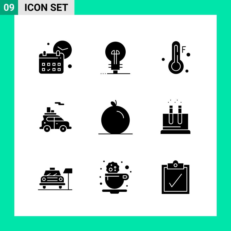 Pack of 9 Solid Style Icon Set Glyph Symbols for print Creative Signs Isolated on White Background 9 Icon Set Creative Black Icon vector background