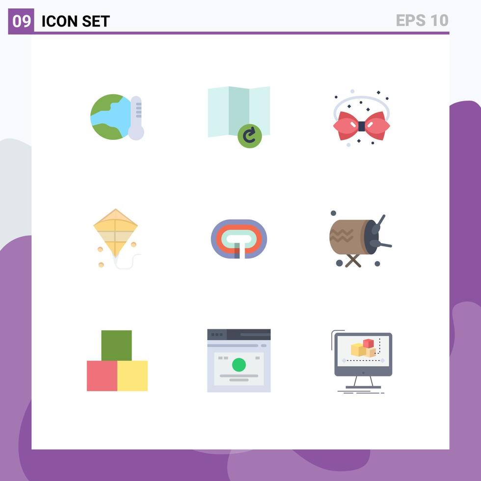 paquete de iconos de vector de stock de 9 signos y símbolos de línea para elementos de diseño de vector editables de kite de festival de arco de superficie