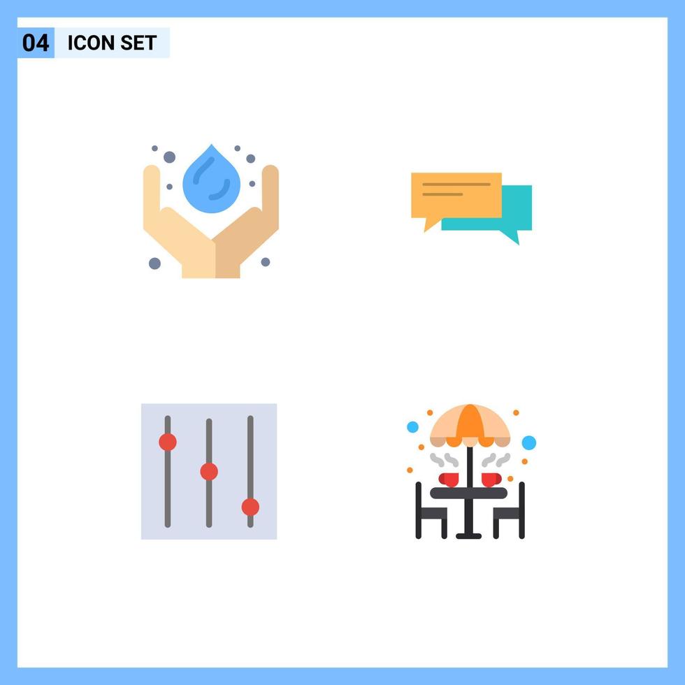 4 Universal Flat Icons Set for Web and Mobile Applications care conversation power bubble speech Editable Vector Design Elements