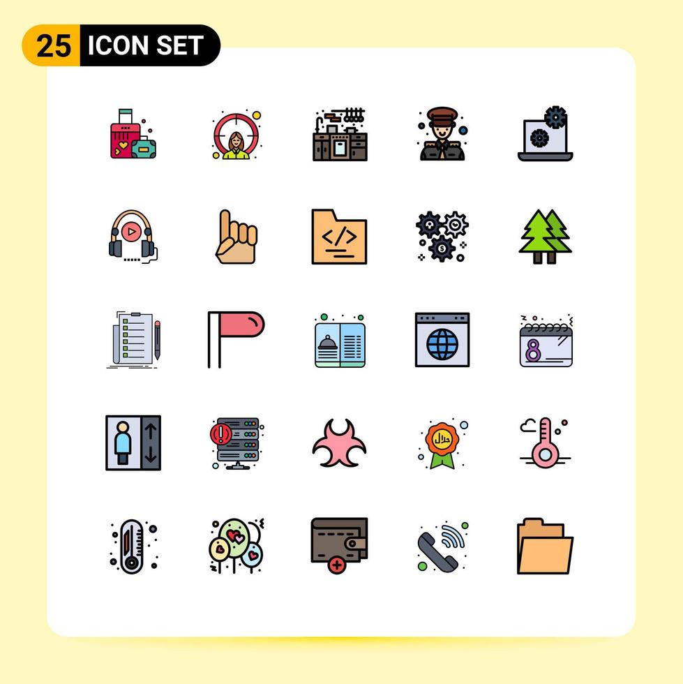 Stock Vector Icon Pack of 25 Line Signs and Symbols for setting laptop cabinet transportation avatar Editable Vector Design Elements