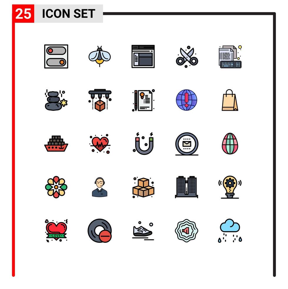 paquete de iconos de vector de stock de 25 signos y símbolos de línea para elementos de diseño de vector editables de corte de tijera de página de arte de computadora