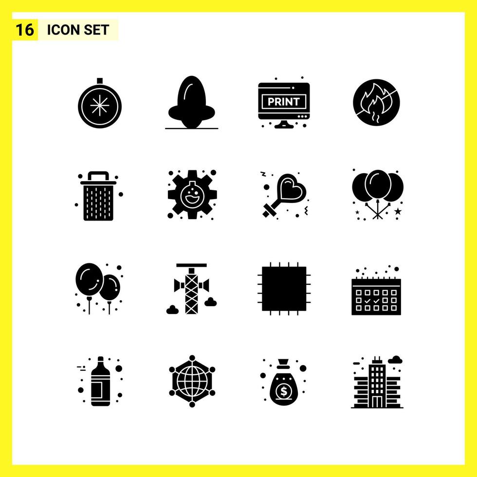 16 Icon Set Simple Solid Symbols Glyph Sign on White Background for Website Design Mobile Applications and Print Media Creative Black Icon vector background