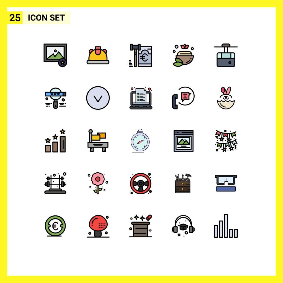 Filled line Flat Color Pack of 25 Universal Symbols of transport funicular security cable spa Editable Vector Design Elements