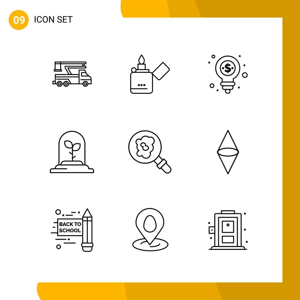 9 Icon Set Line Style Icon Pack Outline Symbols isolated on White Backgound for Responsive Website Designing Creative Black Icon vector background