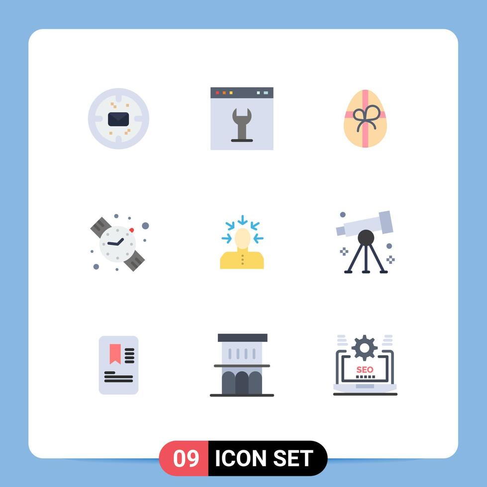 conjunto de 9 iconos modernos de la interfaz de usuario símbolos signos para la configuración de la elección de la crítica reloj de mano de vuelta a la escuela elementos de diseño vectorial editables vector