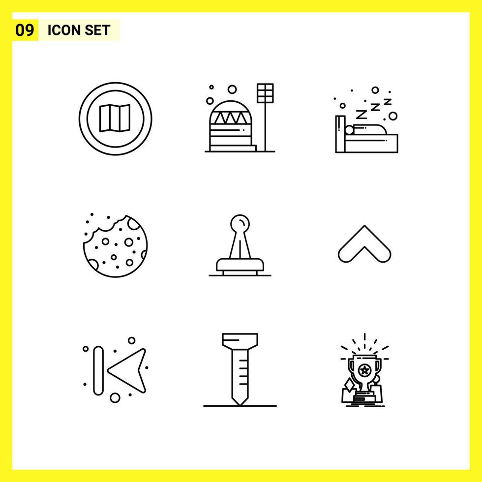 9 Icon Set Simple Line Symbols Outline Sign on White Background for Website Design Mobile Applications and Print Media Creative Black Icon vector background