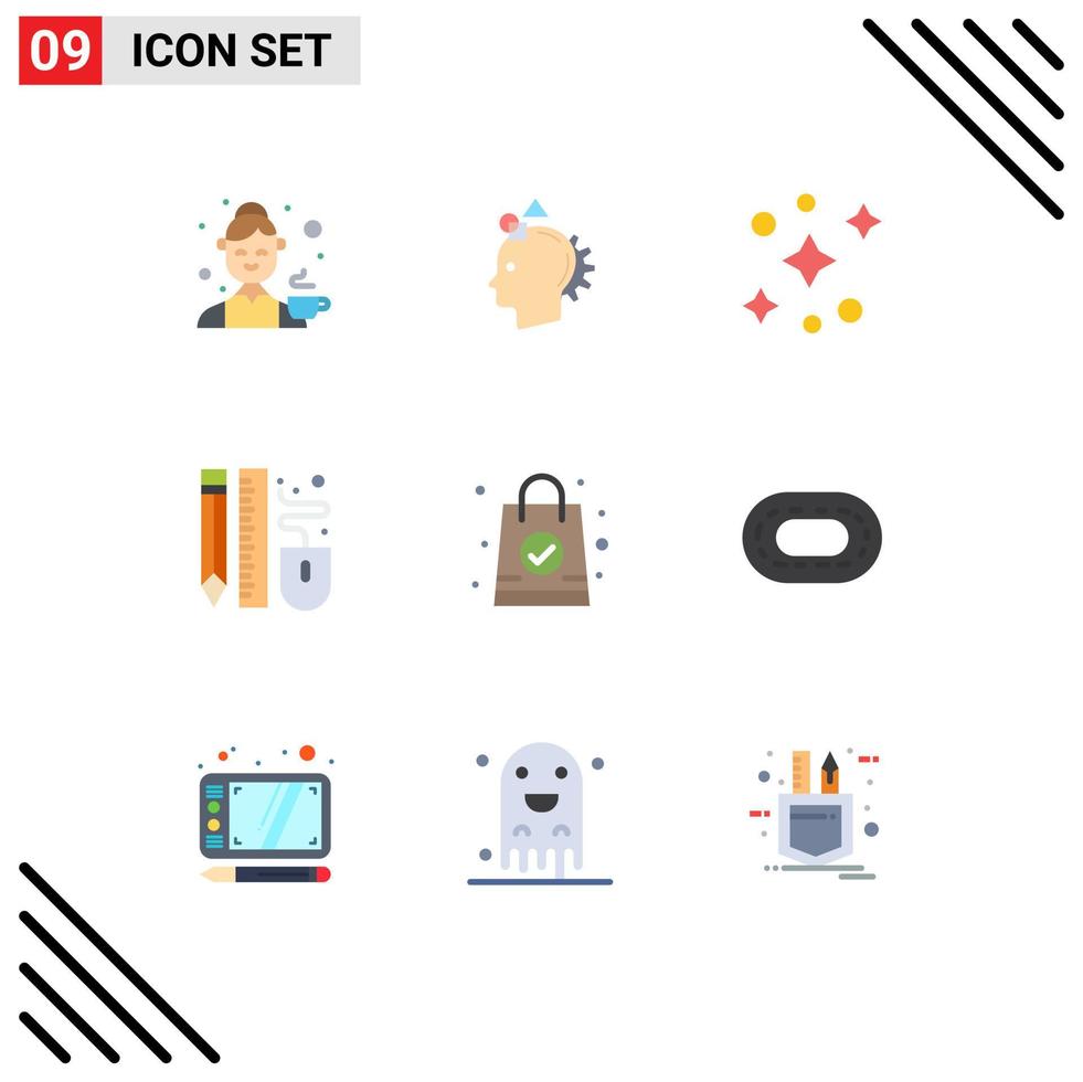 Modern Set of 9 Flat Colors and symbols such as scale pen idea mouse stars Editable Vector Design Elements