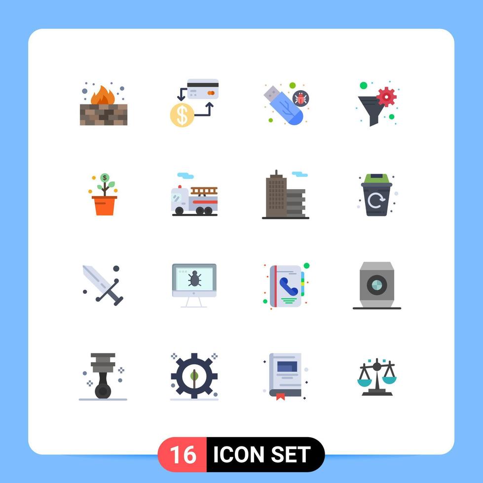 paquete de iconos de vector de stock de 16 signos y símbolos de línea para filtro de engranajes filtro de datos de marketing paquete editable usb de elementos creativos de diseño de vectores