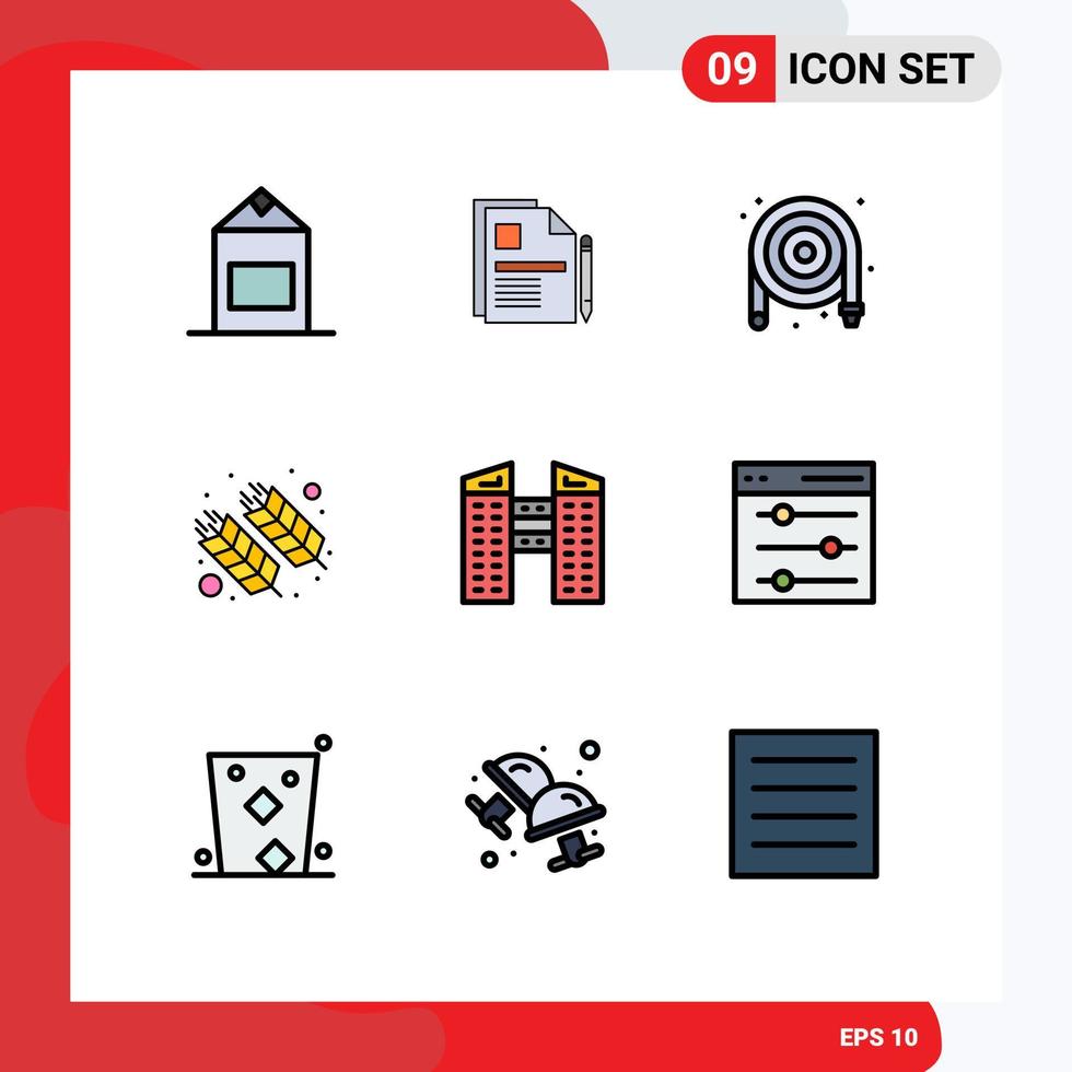 9 Filledline Flat Color concept for Websites Mobile and Apps buildings india hose holi food Editable Vector Design Elements