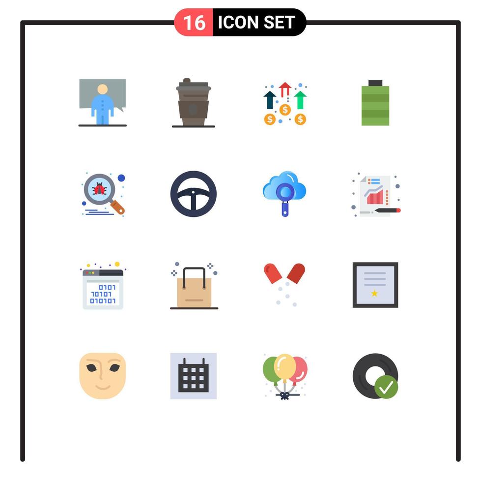 Stock Vector Icon Pack of 16 Line Signs and Symbols for scan energy achievement electric mission Editable Pack of Creative Vector Design Elements