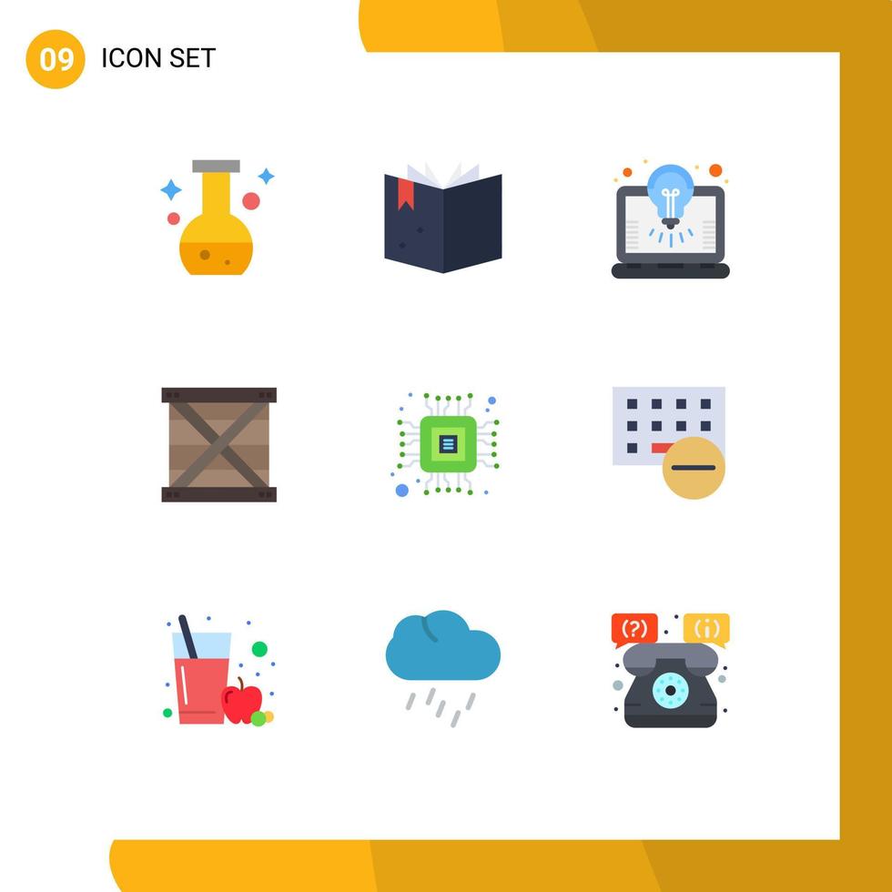 User Interface Pack of 9 Basic Flat Colors of computer programing idea development coding Editable Vector Design Elements