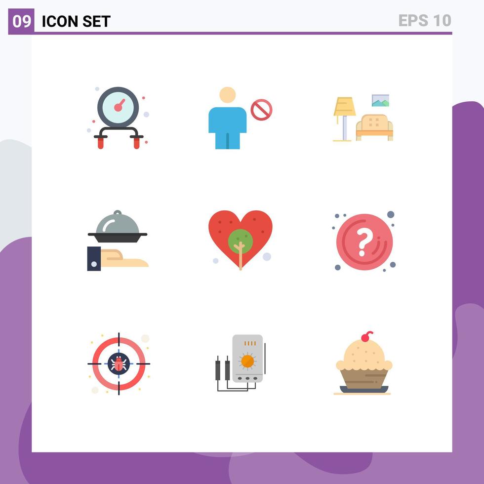 Modern Set of 9 Flat Colors Pictograph of day serving lump restaurant food Editable Vector Design Elements