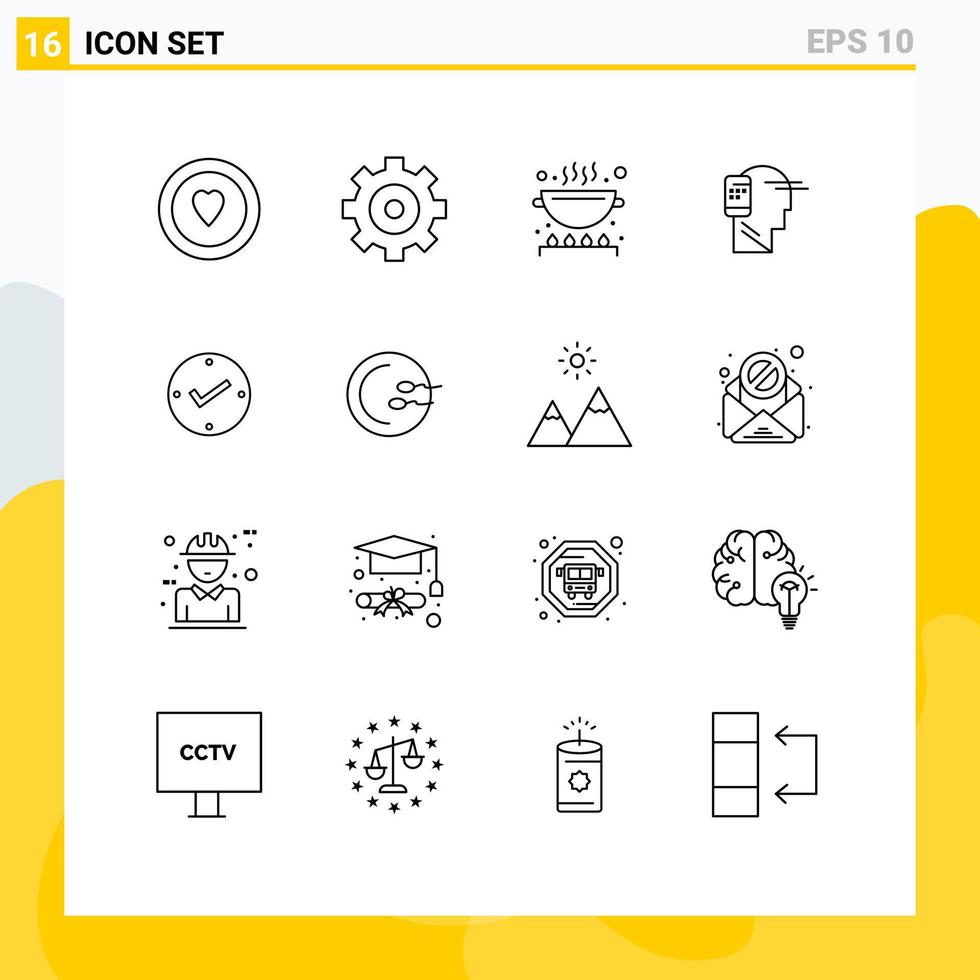 Set of 16 Commercial Outlines pack for approved open kitchen mobility human Editable Vector Design Elements