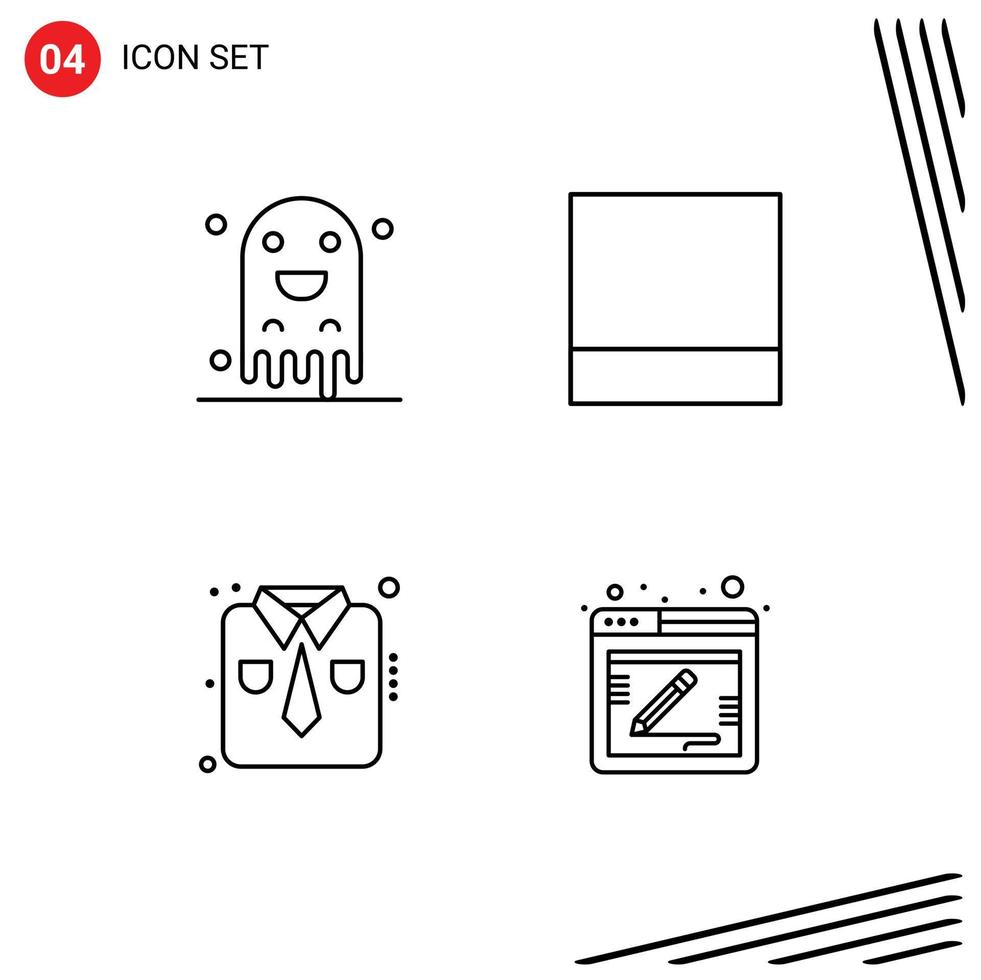 Group of 4 Modern Filledline Flat Colors Set for ghost work wear scary clothes comment Editable Vector Design Elements