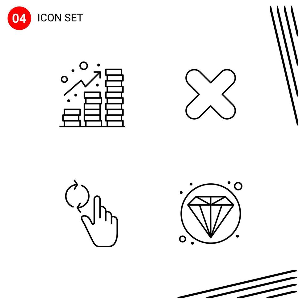 Collection of 4 Vector Icons in Line style Pixle Perfect Outline Symbols for Web and Mobile Line Icon Signs on White Background 4 Icons Creative Black Icon vector background